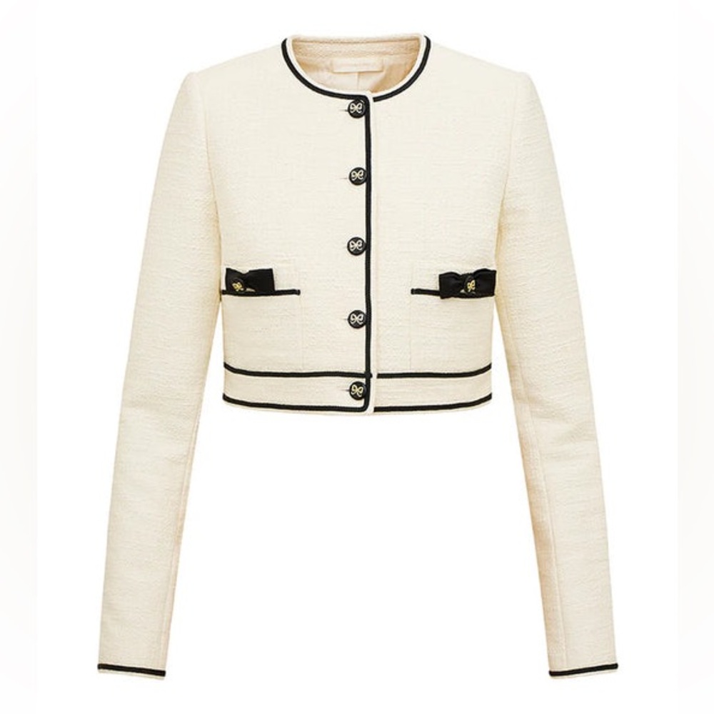 LoveShackFancy Talika Tweed Jacket - Cream